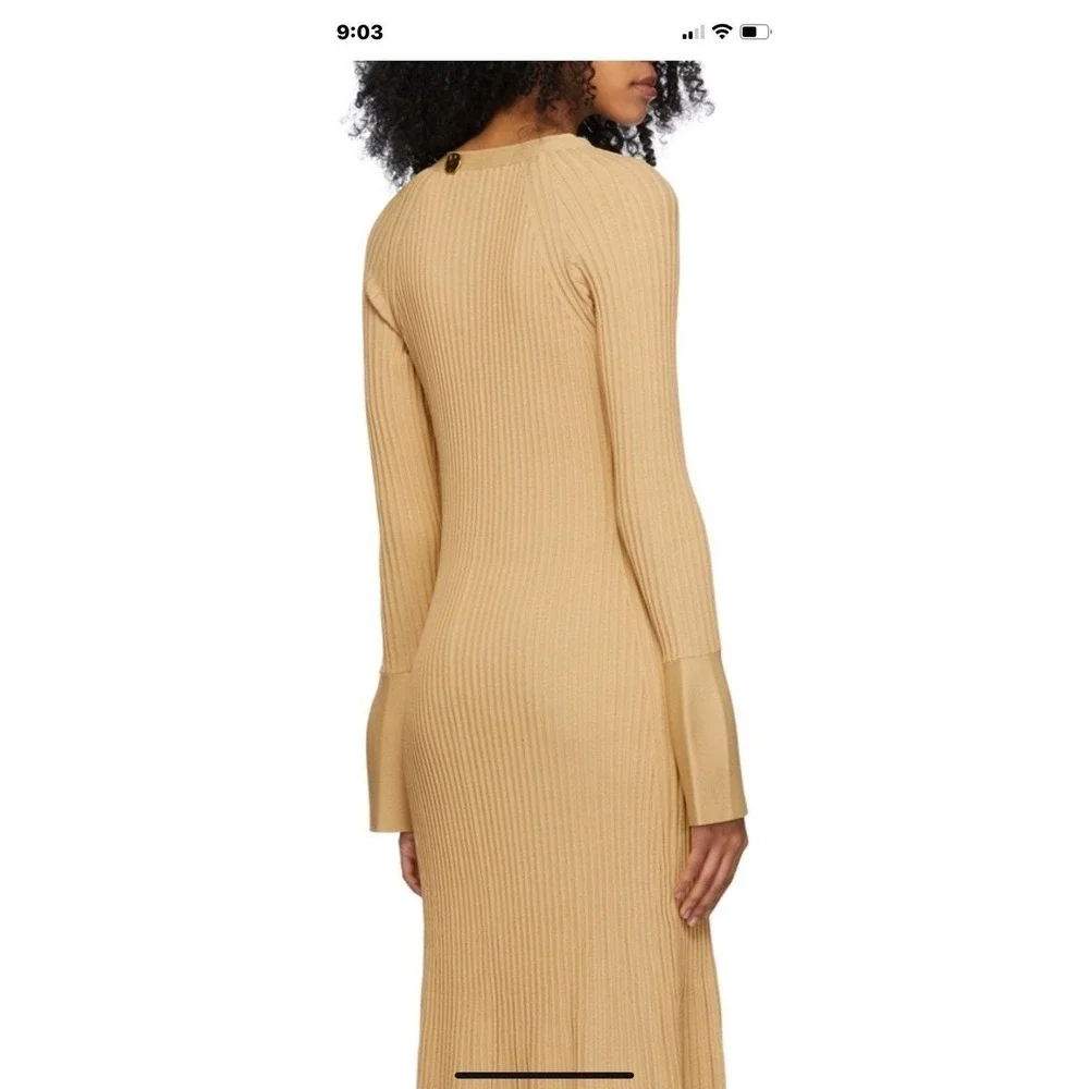 Proenza Schouler Ribbed Knit Long Sleeve Maxi‎ Cardigan Dress Mustard Yellow S
